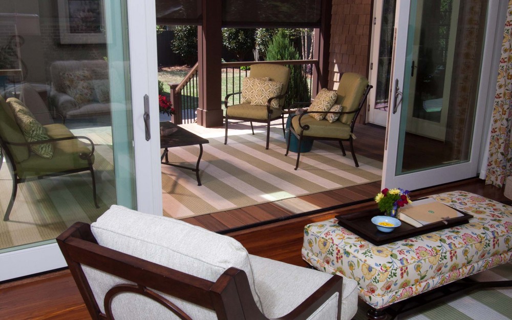 Screened in porch with Phantom's motorized screens for large openings